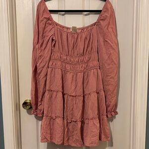 Altar’d State Rose Color Peasant Mini Dress